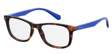 Youth Unisex Polaroid Eyeglasses: PLD D813 - Havana Blue SpecSMART Eye Clinic (Diagonal View)